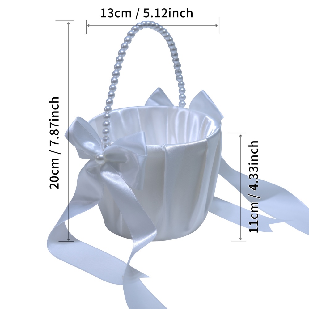 Cesta de satén blanco con lazo - Gardening Tools Girls reseña y precio